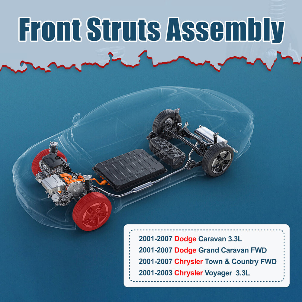 Vextone Front Strut Assembly Kit for 2001-2007 Dodge Caravan 3.3L/Grand Caravan FWD, 2001-2007 Chrysler Town & Country FWD – Noise Reduction & Comfort Upgrade – Replaces OEM 171572R 171572L (Pair)