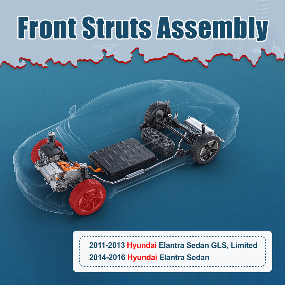 Vextone Front Strut Assembly Kit for 2011 2012 2013 Hyundai Elantra Sedan GLS, Limited, 2014 2015 2016 Elantra Sedan – Noise Reduction & Comfort Upgrade – Replaces OEM 172708 172709 (Pair)