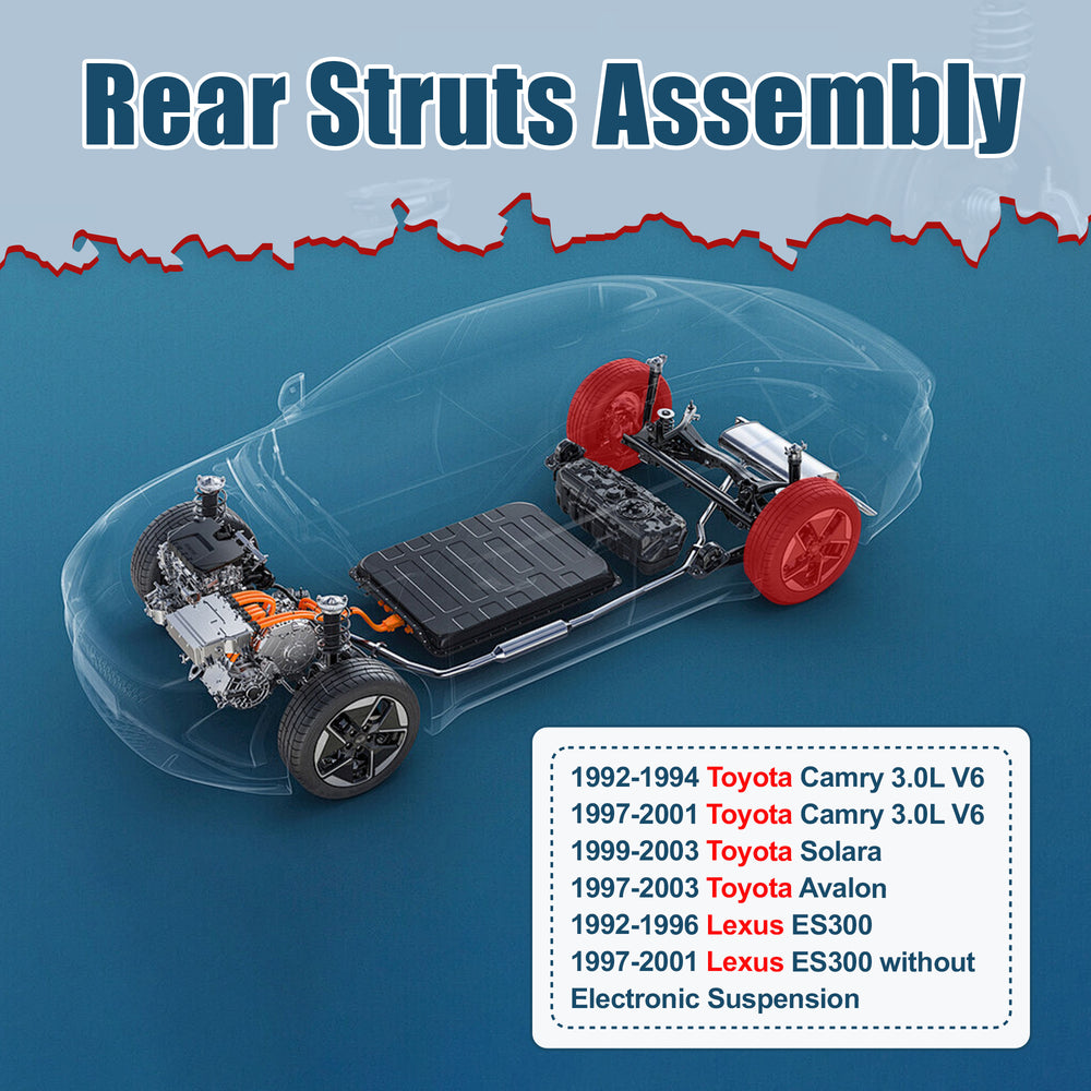 Vextone Rear Strut Assembly Kit for Toyota Camry Sedan 1992-1993, Camry V6 1997-2001, Avalon 1997-2003 – Noise Reduction & Comfort Upgrade – Replaces OEM 271680 271681 (Pair)