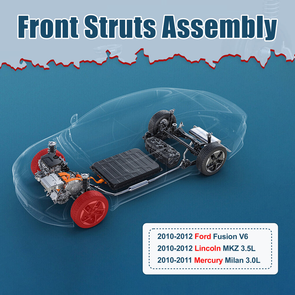 Vextone Front Strut Assembly Kit for 2010 2011 2012 Ford Fusion V6, Lincoln MKZ 3.5L – Noise Reduction & Comfort Upgrade – Replaces OEM 172596 (1PC)