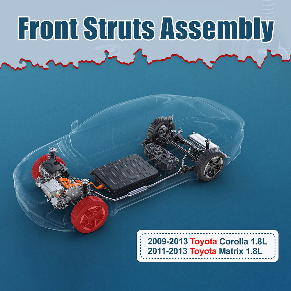 Vextone Front Strut Assembly Kit for 2009-2013 Toyota Corolla 1.8L, 2011-2013 Toyota Matrix 1.8L – Noise Reduction & Comfort Upgrade – Replaces OEM 472597 472598 (Pair)