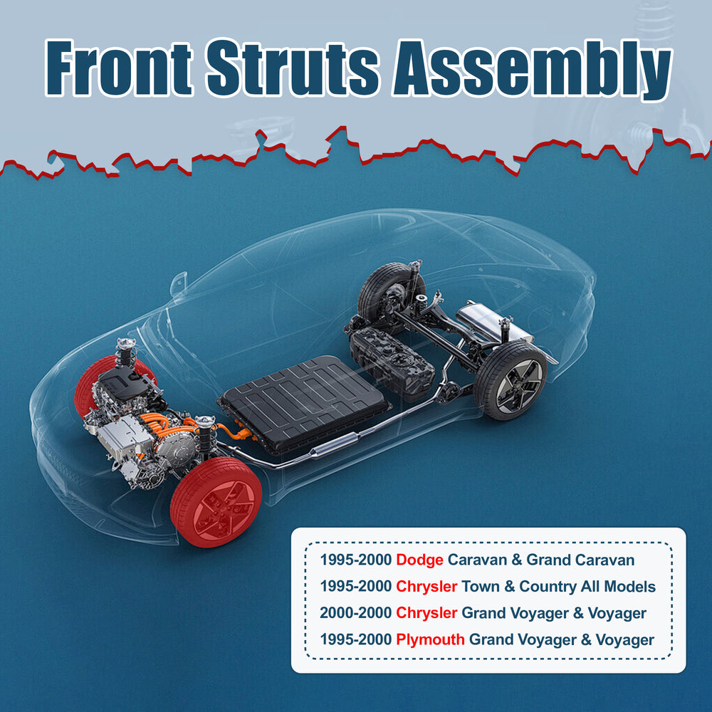 Vextone Front Strut Assembly Kit for 1995-2000 Dodge Caravan, Grand Caravan, 1995-2000 Chrysler Town & Country – Noise Reduction & Comfort Upgrade – Replaces OEM 171964L 171964R(Pair)