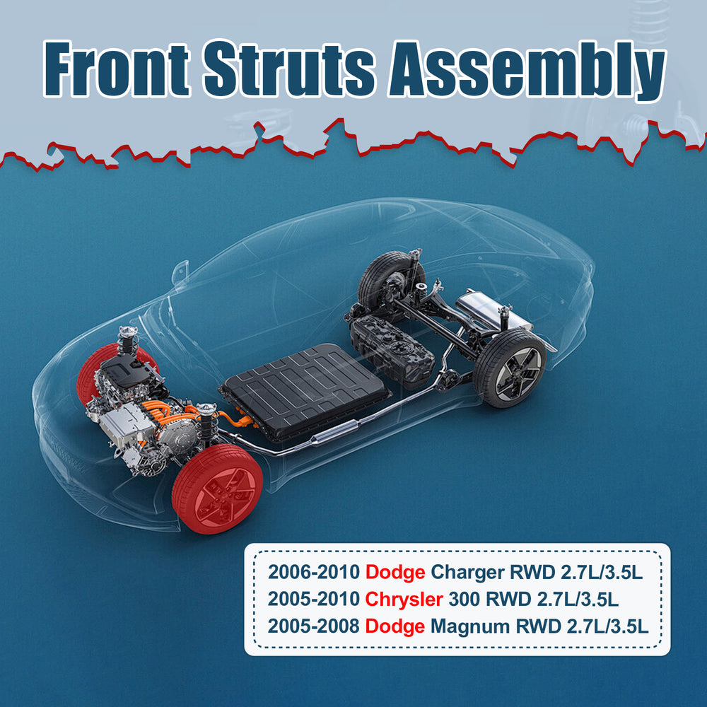 Vextone Front Strut Assembly Kit for 2006-2010 Dodge Charger RWD V6 2.7L/3.5L, 2005-2010 Chrysler 300 RWD 2.7L/3.5L – Noise Reduction & Comfort Upgrade – Replaces OEM 172248 (1PC)