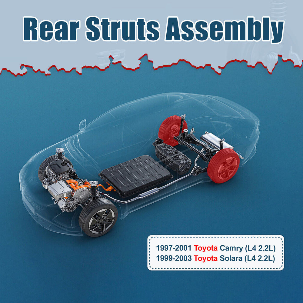 Vextone Rear Strut Assembly Kit for 1997 - 2001 Toyota Camry L4 2.2L, 1999 - 2003 Toyota Solara L4 2.2L – Noise Reduction & Comfort Upgrade – Replaces OEM 171681 171680 (Pair)