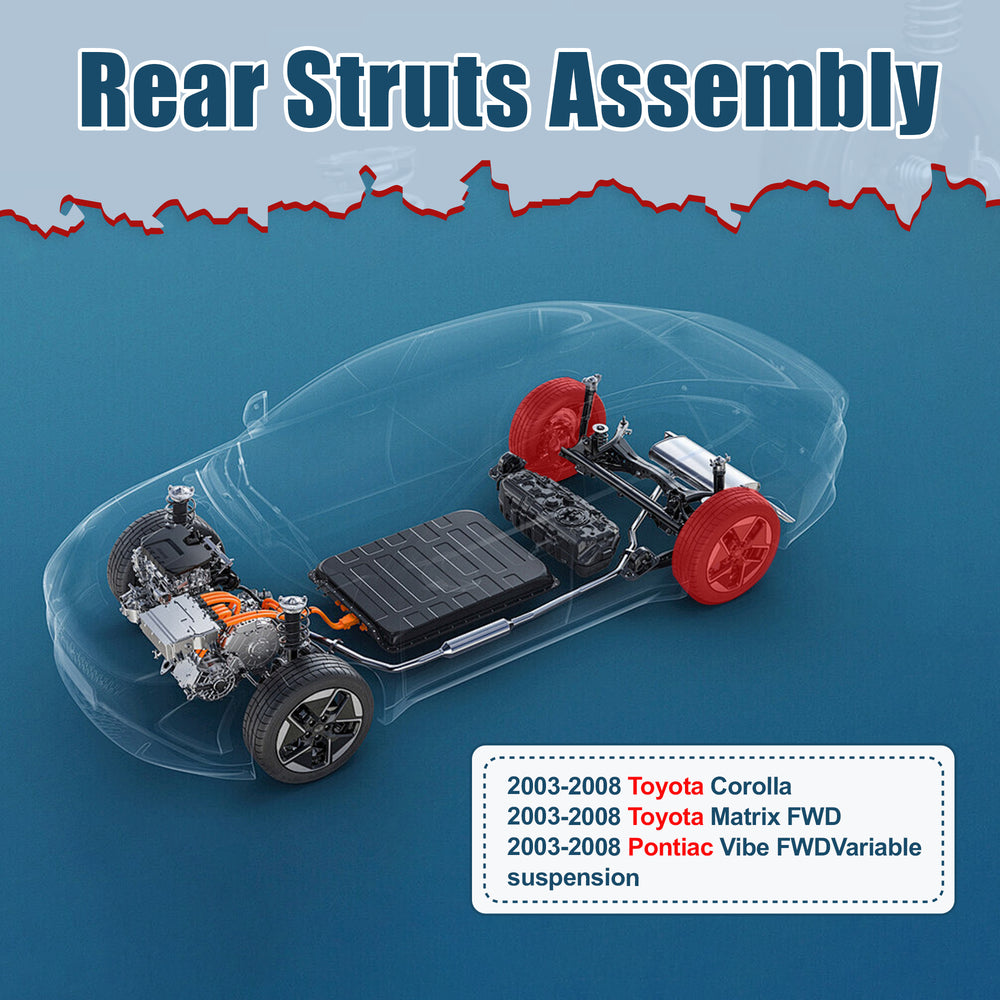 Vextone Rear Strut Assembly Kit for 2003-2008 Toyota Corolla, 2003-2008 Matrix FWD – Noise Reduction & Comfort Upgrade – Replaces OEM 171373L 171373R(Pair)