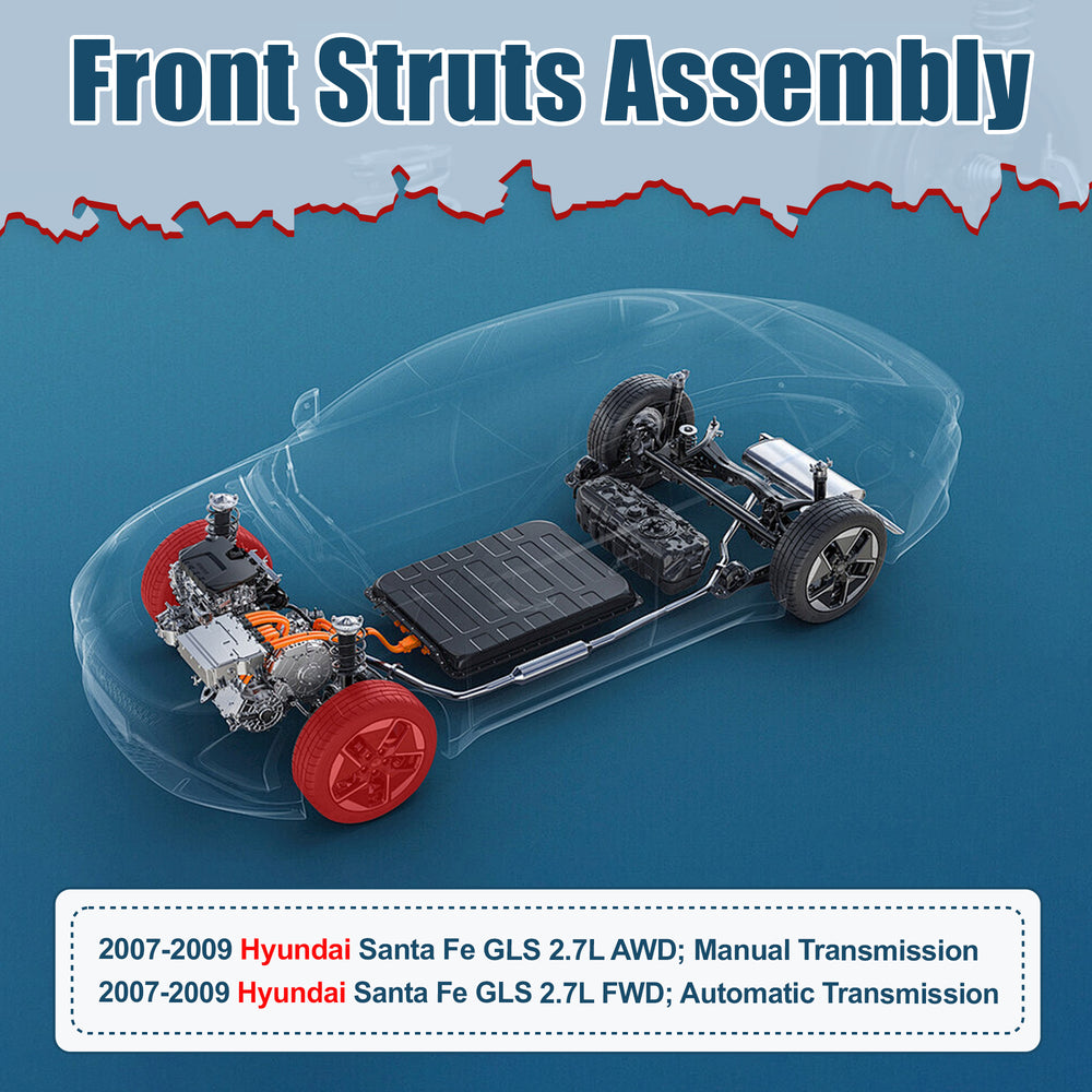 Vextone Front Strut Assembly Kit for 2007-2009 Hyundai Santa Fe GLS 2.7L AWD/FWD – Noise Reduction & Comfort Upgrade – Replaces OEM 172299 172300 (Pair)