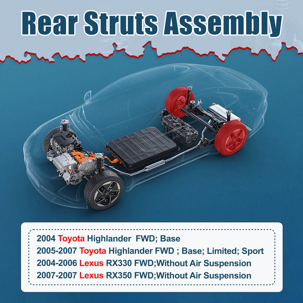 Vextone Rear Strut Assembly Kit for 2004-2007 Toyota Highlander FWD Base,2004-2006 Lexus RX330 FWD, 2007 RX350 FWD– Noise Reduction & Comfort Upgrade – Replaces OEM 172213 172214 (Pair)