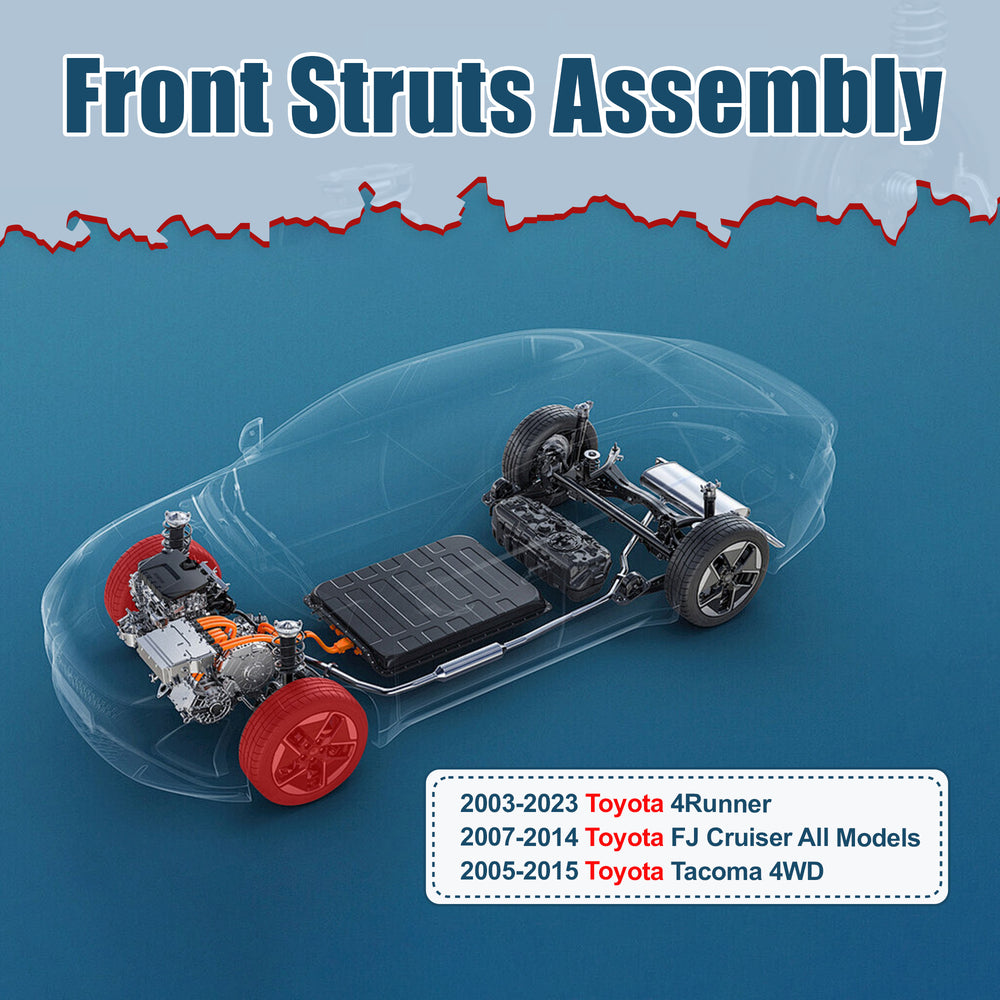 Vextone Front Strut Assembly Kit for 2003-2023 Toyota 4Runner, 2007-2014 FJ Cruiser, 2005-2015 Tacoma 4WD – Noise Reduction & Comfort Upgrade – Replaces OEM 171371L 171371R (Pair)