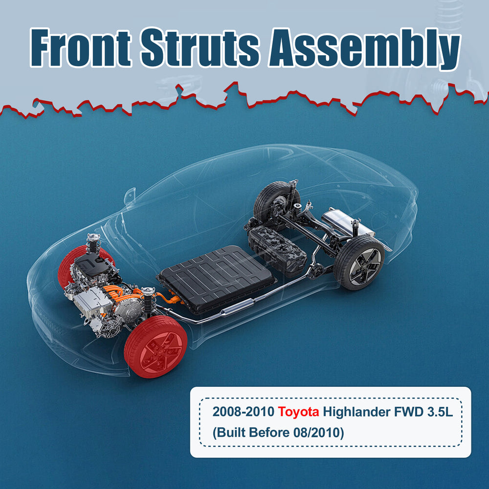Vextone Front Strut Assembly Kit for 2008 2009 2010 Toyota Highlander FWD 3.5L – Noise Reduction & Comfort Upgrade – Replaces OEM 172483 172484 (Pair)