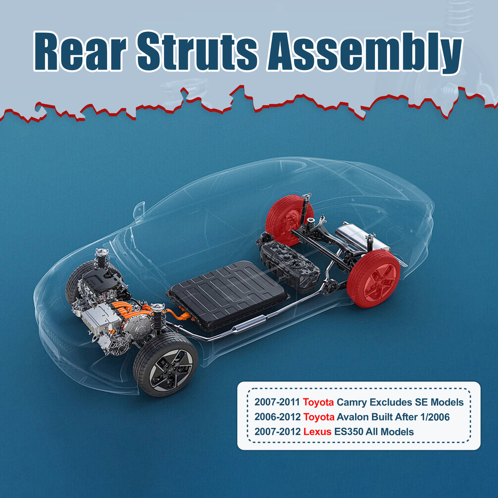 Vextone Rear Strut Assembly Kit for 2007-2011 Toyota Camry (Excludes SE), 2006-2012 Avalon, 2007-2012 Lexus ES350 – Noise Reduction & Comfort Upgrade – Replaces OEM 172309 172310 (Pair)