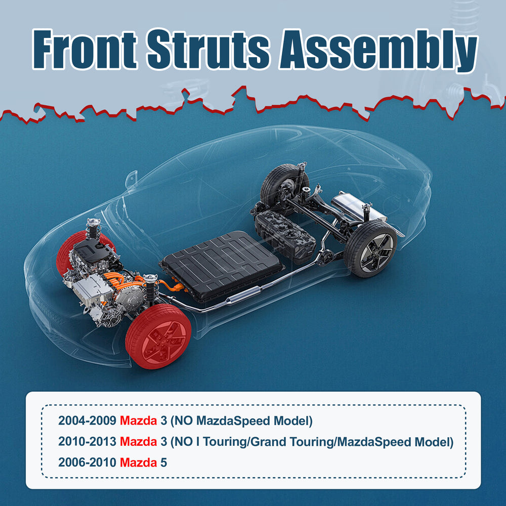 Vextone Front Strut Assembly Kit for 2004-2009 Mazda 3 (NO MazdaSpeed), 2010-2013 Mazda 3 (NO I Touring/Grand Touring/MazdaSpeed) – Noise Reduction & Comfort Upgrade – Replaces OEM 172264 172263 (Pair)