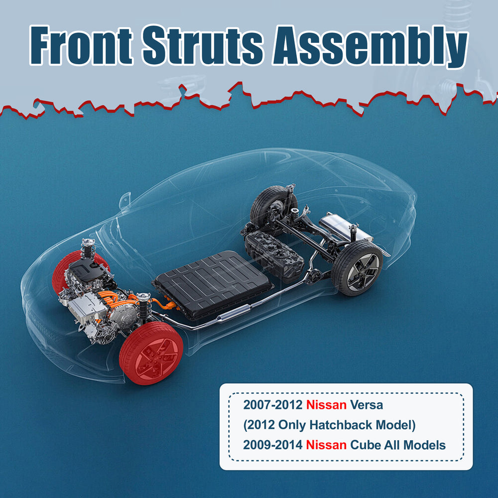 Vextone Front Strut Assembly Kit for Nissan Versa 2007 2008 2009 2010 2011 2012 (2012 Only Hatchback) – Noise Reduction & Comfort Upgrade – Replaces OEM 172351 172352 (Pair)