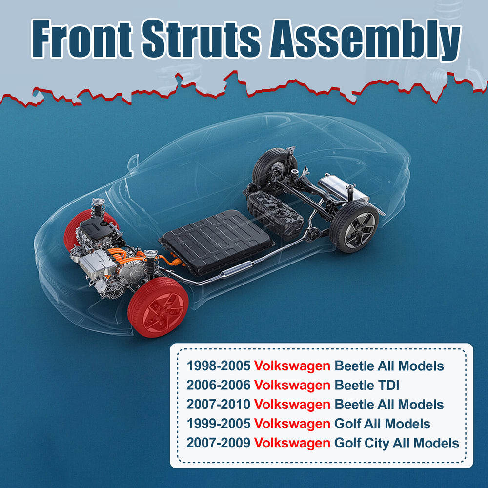 Vextone Front Strut Assembly Kit for 1998-2010 Volkswagen Beetle, 1999-2005 Golf, 2007-2009 Golf City – Noise Reduction & Comfort Upgrade – Replaces OEM 171525 (1PC)