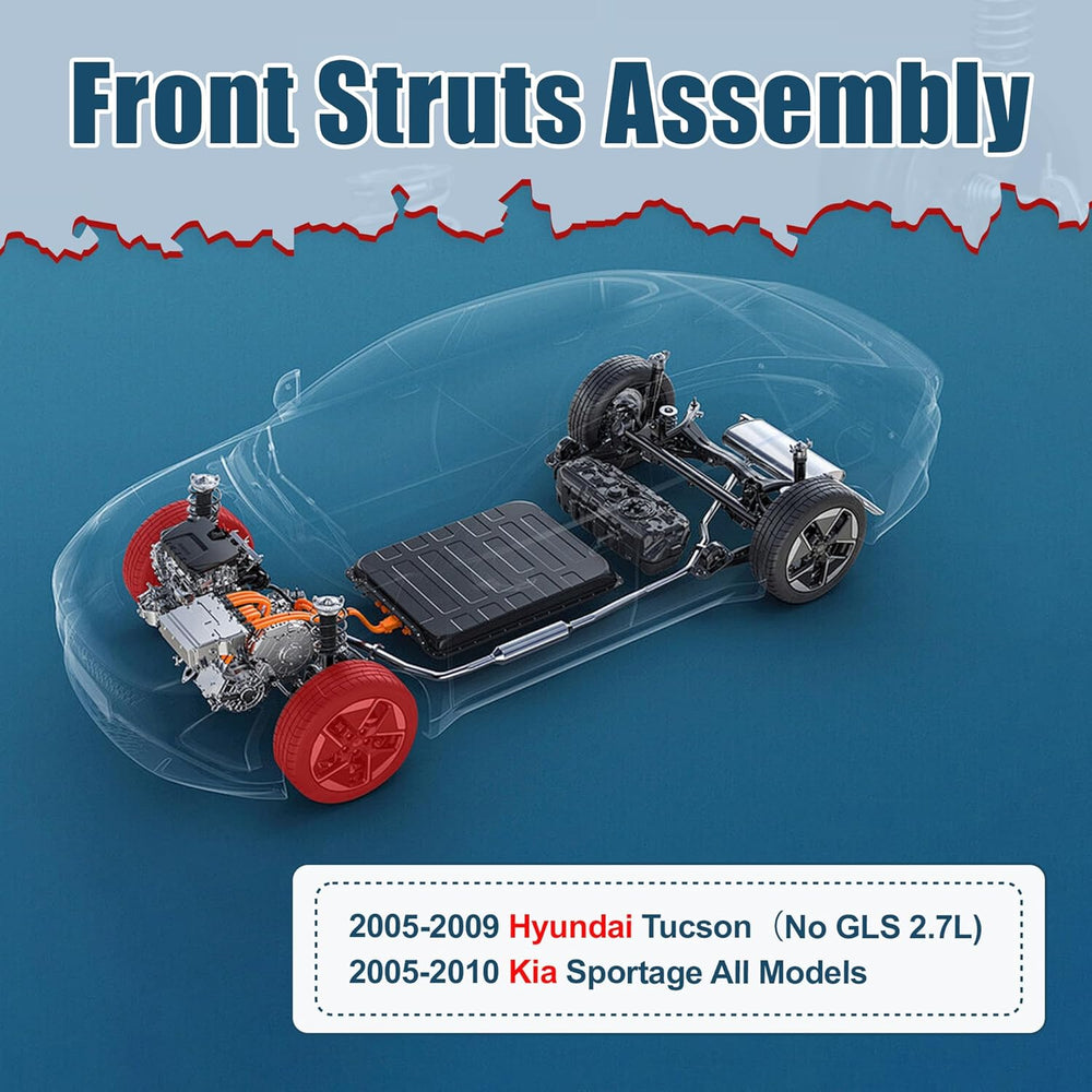 Vextone Front Strut Assembly Kit for 2005-2009 Hyundai Tucson(No 2007 GLS 2.7L), 2005-2010 Kia Sportage – Noise Reduction & Comfort Upgrade – Replaces OEM 172220 172219 (Pair)