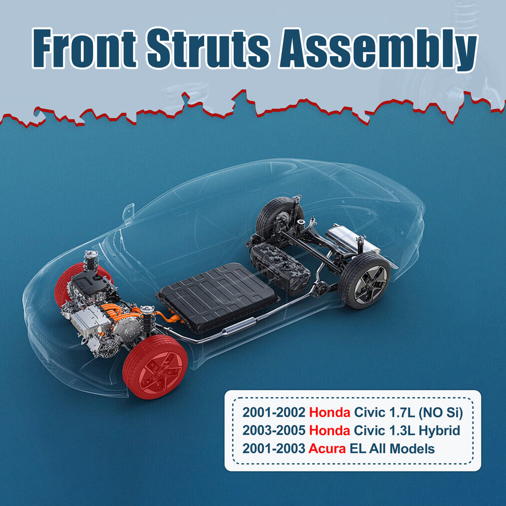 Vextone Front Strut Assembly Kit for 2001-2002 Honda Civic Coupe/Sedan (No Si), 2003-2005 Honda Civic 1.3L Hybrid – Noise Reduction & Comfort Upgrade – Replaces OEM 171433 171434 (Pair)