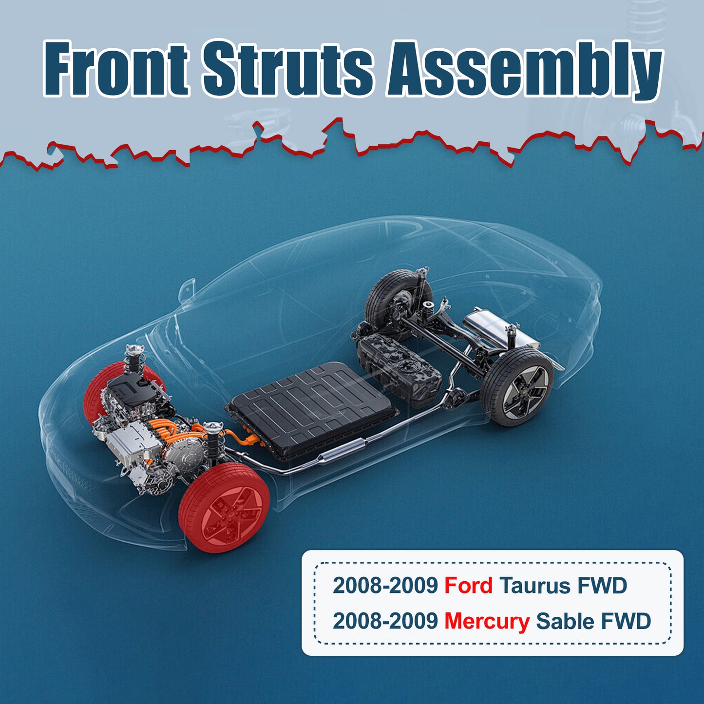 Vextone Front Strut Assembly Kit for 2008 2009 Ford Taurus FWD, Mercury Sable FWD – Noise Reduction & Comfort Upgrade – Replaces OEM 172530 172531 (Pair)