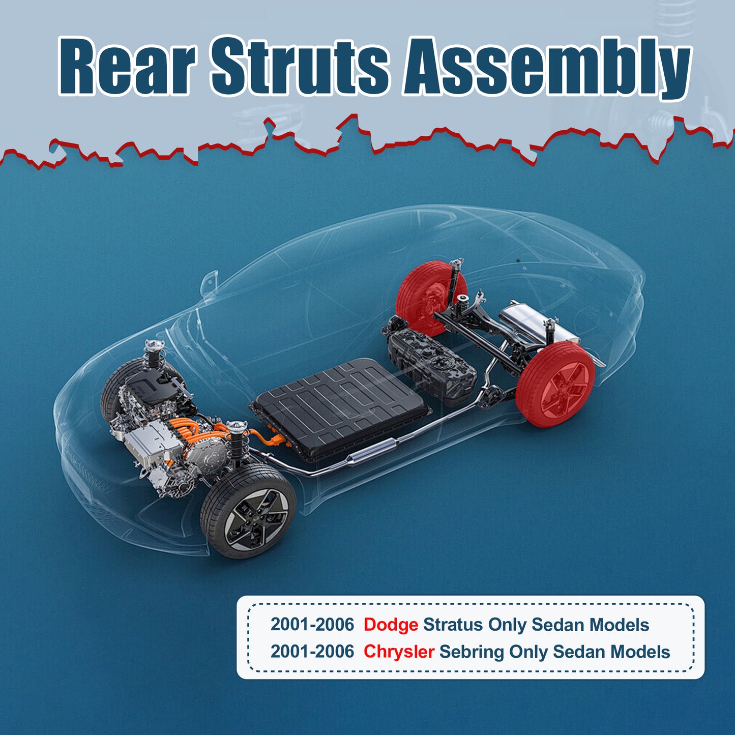 Vextone Rear Struts Shock Absorbers Coil Spring Assembly Fit for 2001-2006 Dodge Stratus Sedan, 2001-2006 Chrysler Sebring Sedan – Noise Reduction & Comfort Upgrade – Replaces OEM 271311 (Pair)