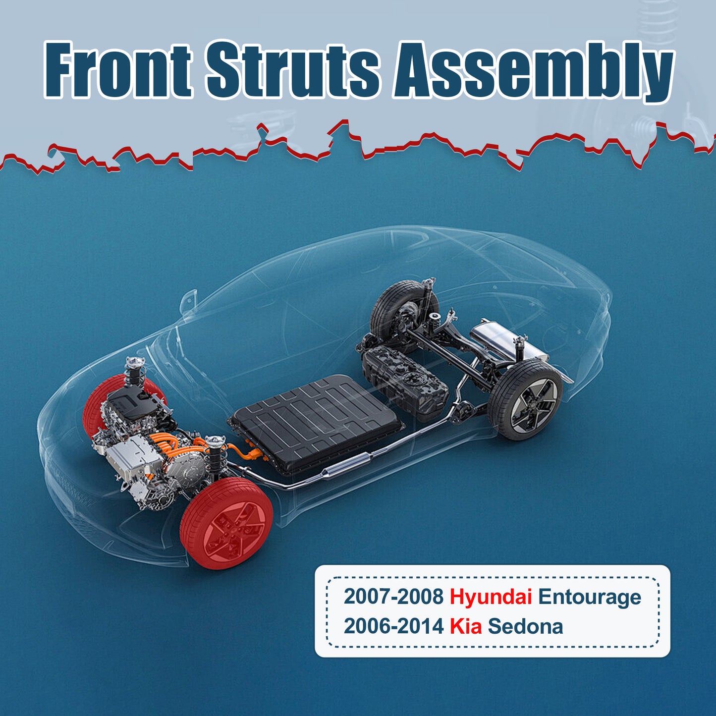 Vextone Front Strut Assembly Kit for 2007 2008 Hyundai Entourage, 2006-2014 Kia Sedona – Noise Reduction & Comfort Upgrade – Replaces OEM 172918 172917 (Pair)