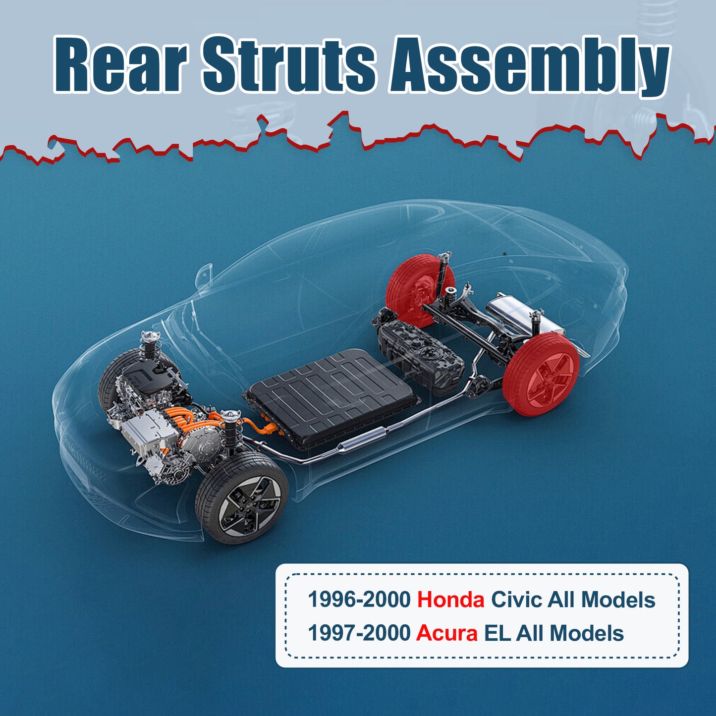 Vextone Rear Struts Shock Absorbers Coil Spring Assembly Fit for Honda Civic 1996 1997 1998 1999 2000 – Noise Reduction & Comfort Upgrade – Replaces OEM 171292 (1PC)