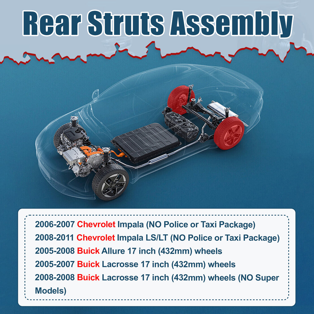 Vextone Rear Strut Assembly Kit for Buick Allure & Lacrosse 2005 2006 2007 2008 (NO Super Models) – Noise Reduction & Comfort Upgrade – Replaces OEM 272471L/R (Pair)