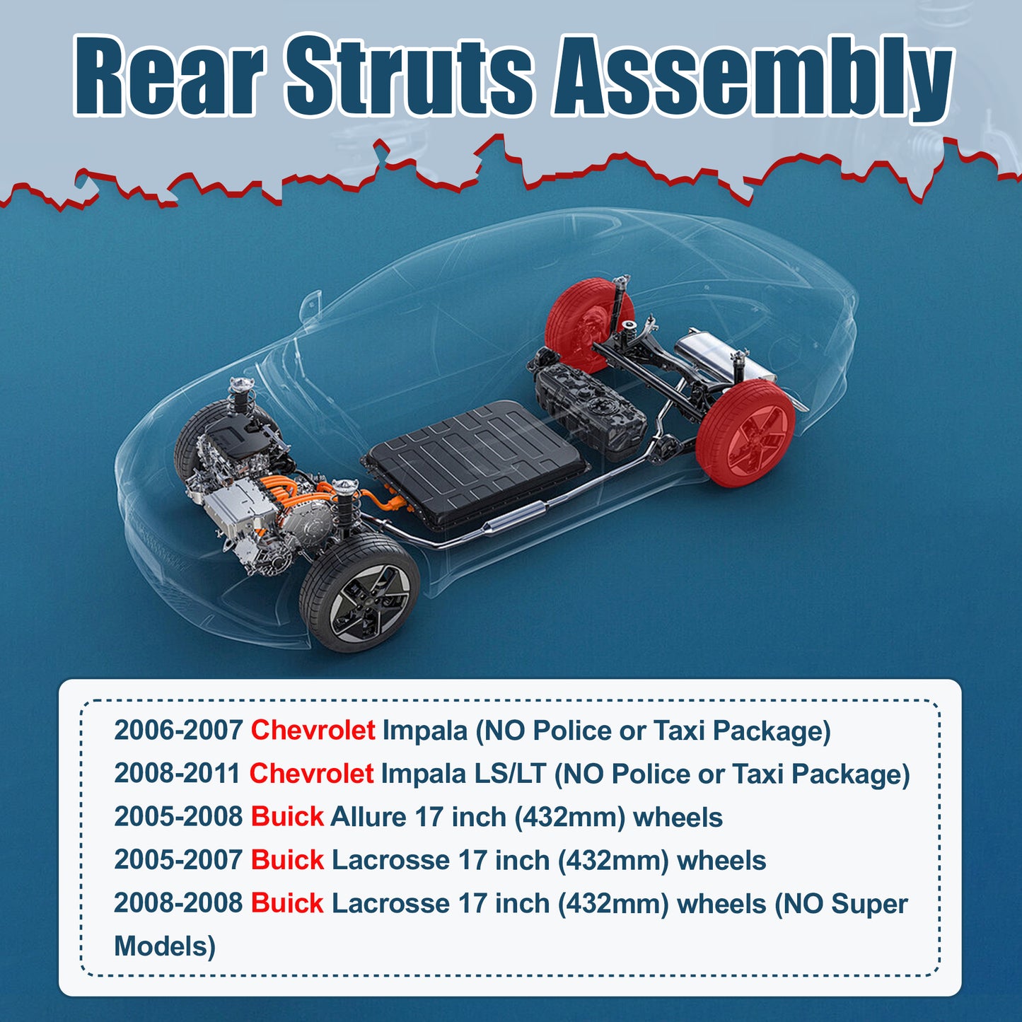 Vextone Rear Strut Assembly Kit for Buick Allure & Lacrosse 2005 2006 2007 2008 (NO Super Models) – Noise Reduction & Comfort Upgrade – Replaces OEM 272471L/R (Pair)