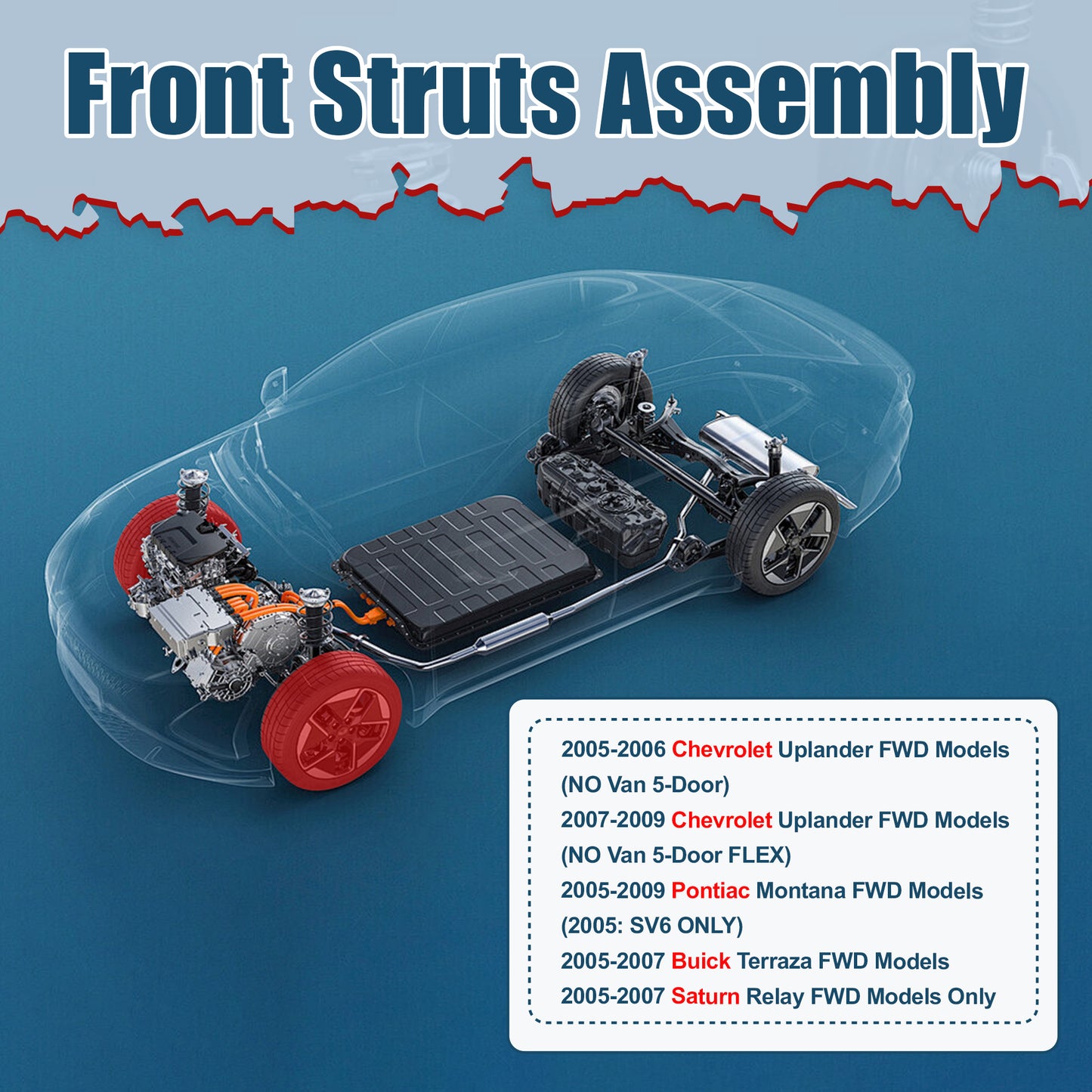 Vextone Front Struts Shock Absorbers Coil Spring Assembly Fit for Chevrolet Uplander FWD 2005-2009 (NO Van 5-Door) – Noise Reduction & Comfort Upgrade – Replaces OEM 172231 (Pair)