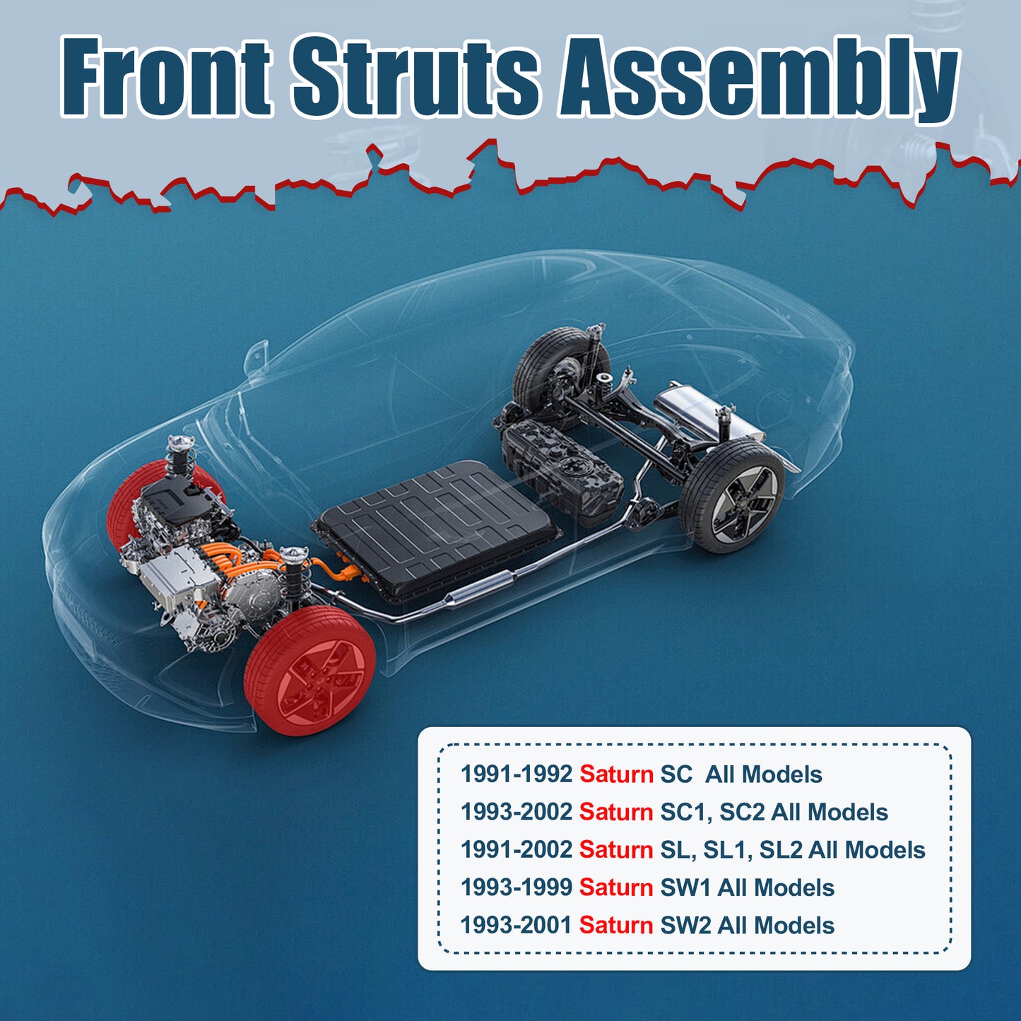 Vextone Front Struts Shock Absorbers Coil Spring Assembly Fit for 1991-2002 Saturn SL, SL1, SL2, 1993-2002 SC1, SC2 – Noise Reduction & Comfort Upgrade – Replaces OEM 171924 (Pair)