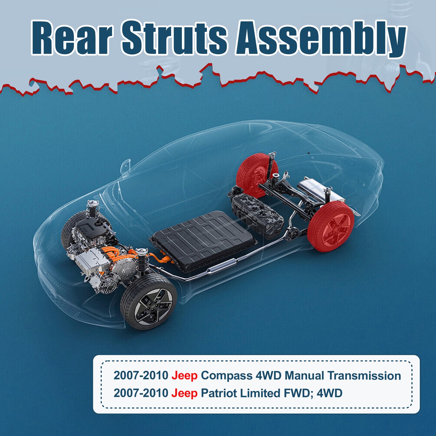 Vextone Rear Struts Shock Absorbers Coil Spring Assembly Fit for 2007 2008 2009 2010 Jeep Compass 4WD Manual Transmission – Noise Reduction & Comfort Upgrade – Replaces OEM 472401 (Pair)