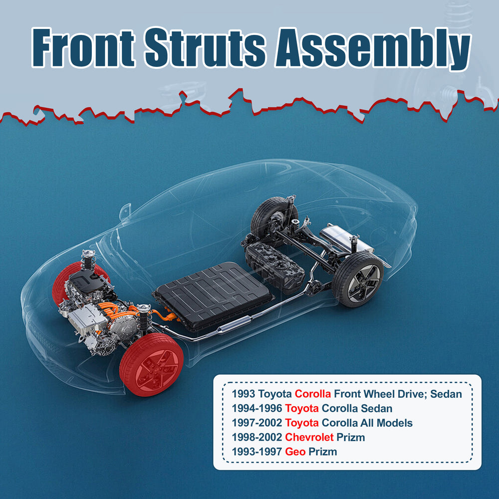 Vextone Front Strut Assembly Kit for 1994 1995 1996 Toyota Corolla Sedan, 1997 1998 1999 2000 2001 2002 Corolla All Models – Noise Reduction & Comfort Upgrade – Replaces OEM 271952 271951(Pair)