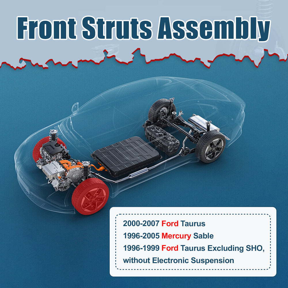 Vextone Front Strut Assembly Kit for 1996-2007 Ford Taurus, 1996-2005 Mercury Sable  – Noise Reduction & Comfort Upgrade – Replaces OEM 171615 (1PC)