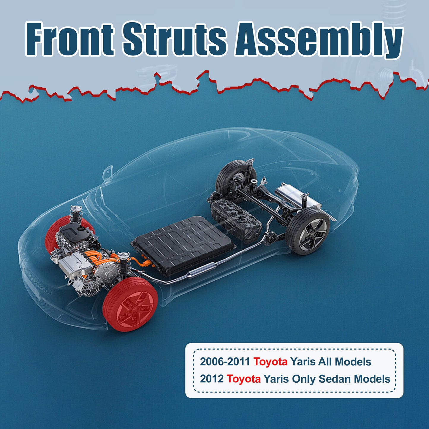 Vextone Front Strut Assembly Kit for Toyota Yaris 2006 2007 2008 2009 2010 2011 All Models, 2012 Yaris Only Sedan – Noise Reduction & Comfort Upgrade – Replaces OEM  272288 272289 (Pair)
