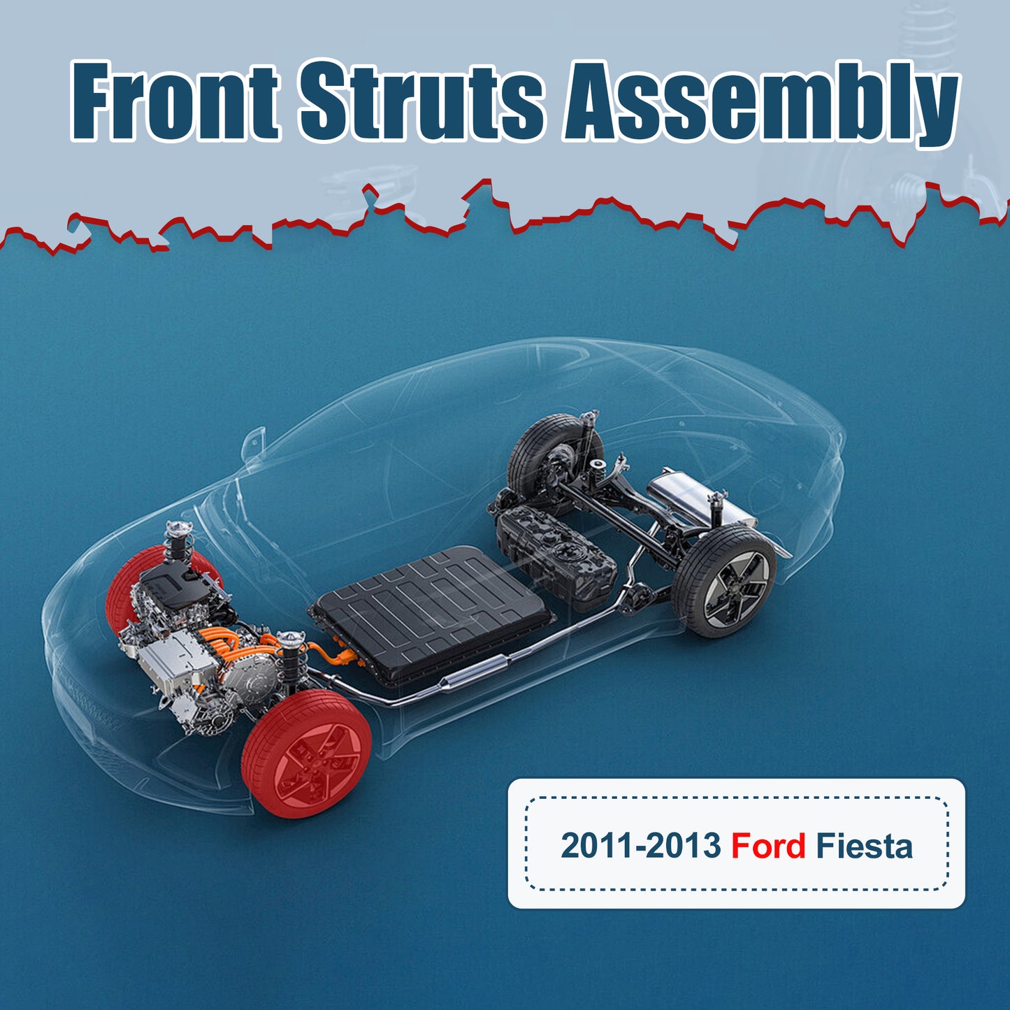 Vextone Front Strut Assembly Kit for 2011 2012 2013 Ford Fiesta – Noise Reduction & Comfort Upgrade – Replaces OEM 172525 172524 (Pair)