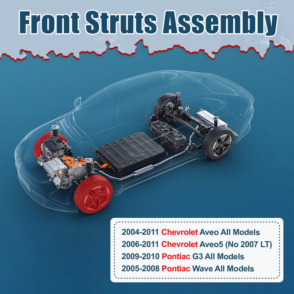 Vextone Front Strut Assembly Kit for Chevrolet Aveo 2004-2011, Aveo5 2006-2011 (No 2007 LT) – Noise Reduction & Comfort Upgrade – Replaces OEM 172295 172296 (Pair)