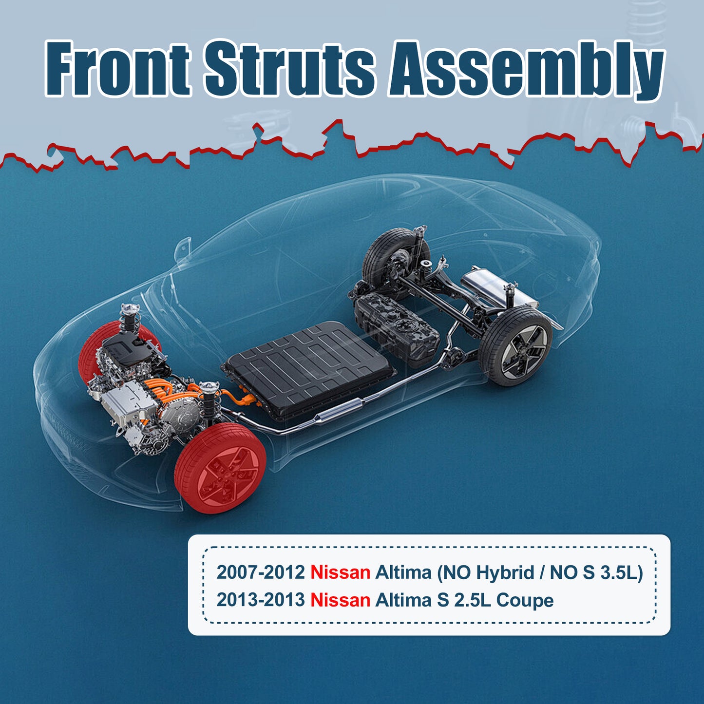 Vextone Front Strut Assembly Kit for 2007 2008 2009 2010 2011 2012 Nissan Altima (NO Hybrid / S 3.5L), 2013 Altima S 2.5L Coupe – Noise Reduction & Comfort Upgrade – Replaces OEM 172392 172393 (Pair)