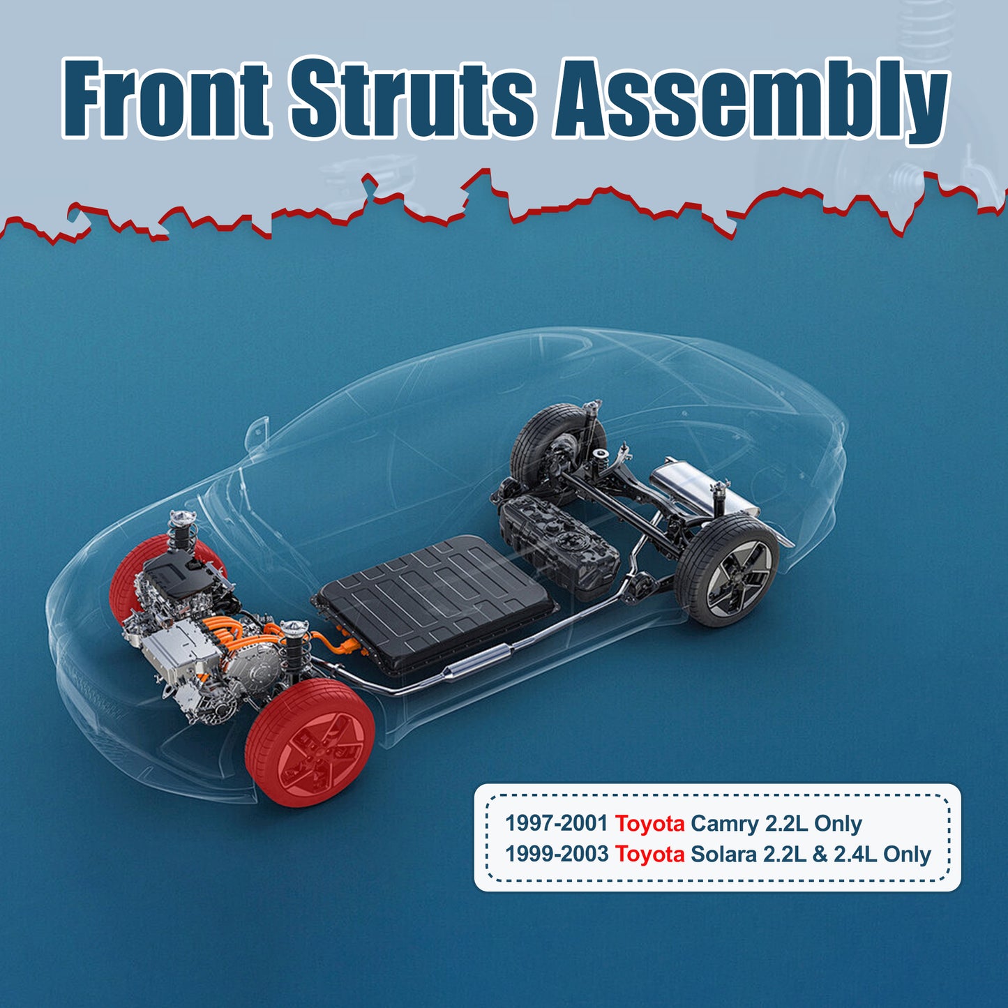Vextone Front Strut Assembly Kit for 1997-2001 Toyota Camry 2.2L, for 1999-2003 Solara 2.2L/2.4L – Noise Reduction & Comfort Upgrade – Replaces OEM 171678 171679 (Pair)