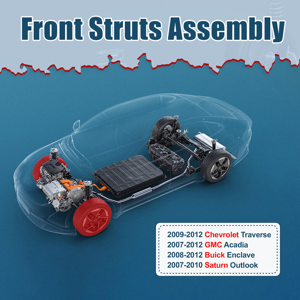 Vextone Front Strut Assembly Kit for 2008-2012 Buick Enclave, 2009-2012 Chevrolet Chevy Traverse – Noise Reduction & Comfort Upgrade – Replaces OEM 172518 (Pair)