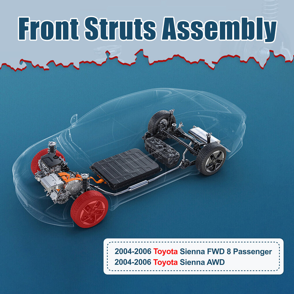 Vextone Front Strut Assembly Kit for 2004 2005 2006 Toyota Sienna FWD/AWD 8 Passenger – Noise Reduction & Comfort Upgrade – Replaces OEM 172981 172980 (Pair)