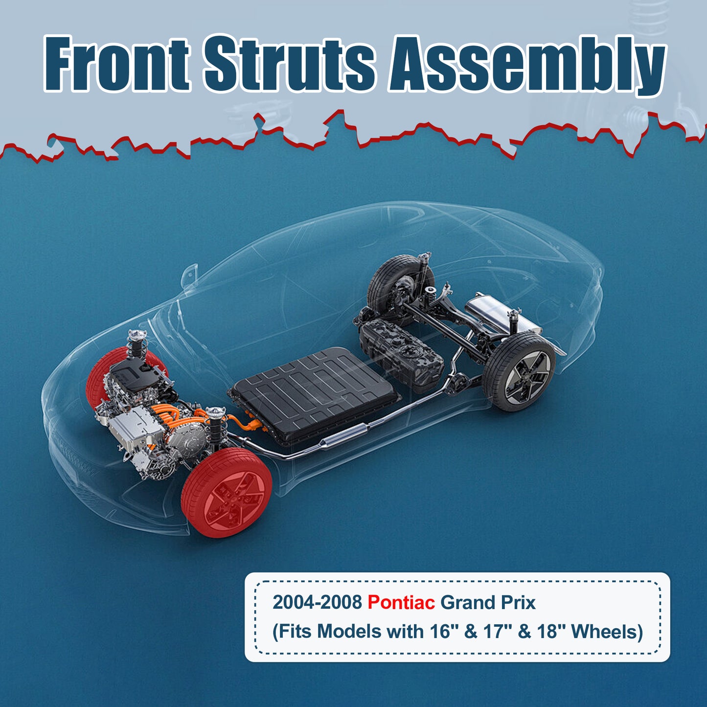 Vextone Front Struts Shock Absorbers Coil Spring Assembly Fit for 2004-2008 Pontiac Grand Prix (Fit 16" & 17" & 18" Wheels) – Noise Reduction & Comfort Upgrade – Replaces OEM 172177 (1PC)
