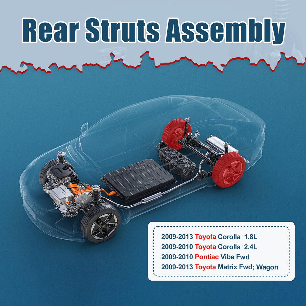 Vextone Rear Strut Assembly Kit for 2009-2013 Toyota Corolla 1.8L, 2009-2010 Corolla 2.4L – Noise Reduction & Comfort Upgrade – Replaces OEM 172599L 172599R (Pair)