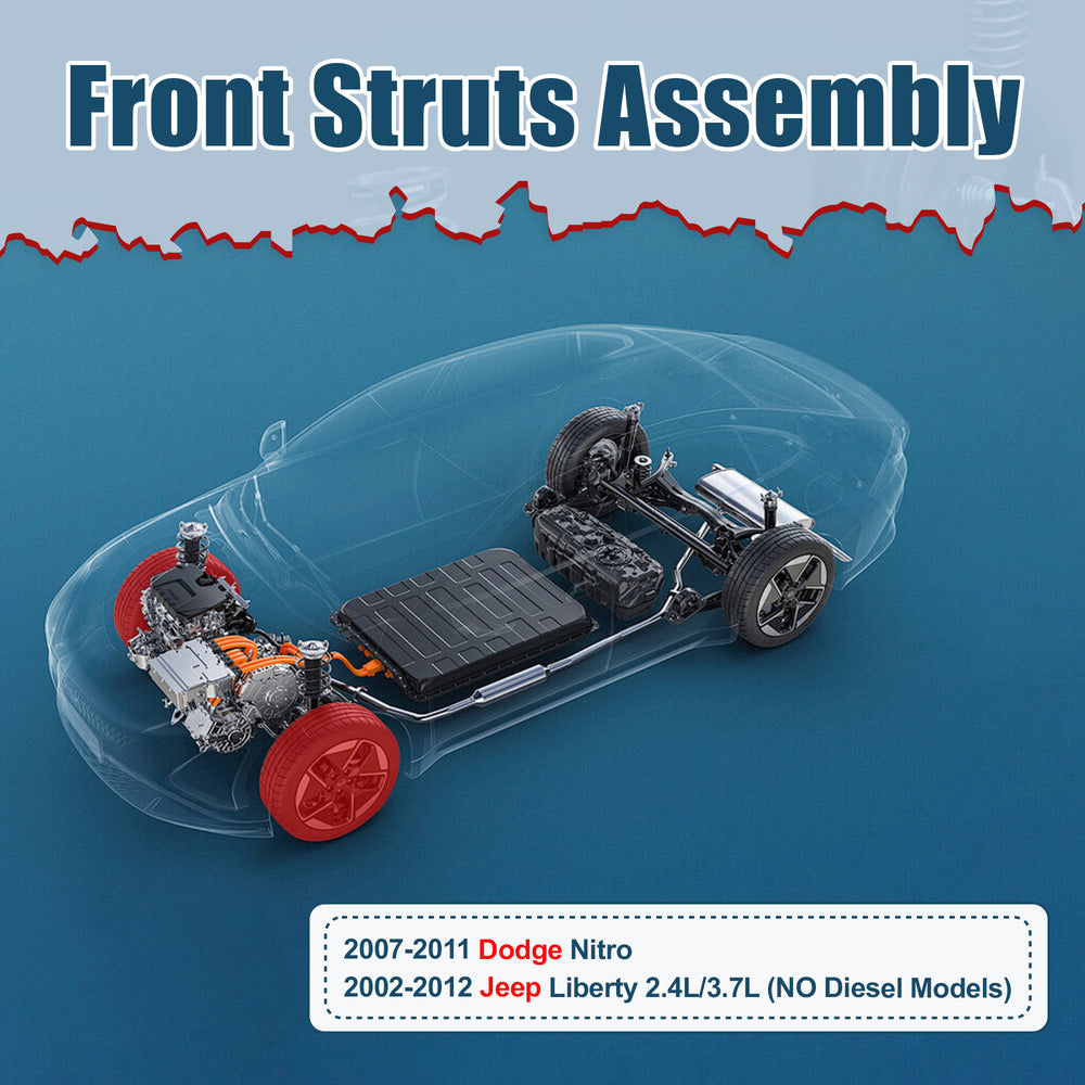 Vextone Front Strut Assembly Kit for 2007 2008 2009 2010 2011 Dodge Nitro, 2002-2012 Jeep Liberty 2.4L/3.7L (NO Diesel Models) – Noise Reduction & Comfort Upgrade – Replaces OEM 171577L/R (Pair)
