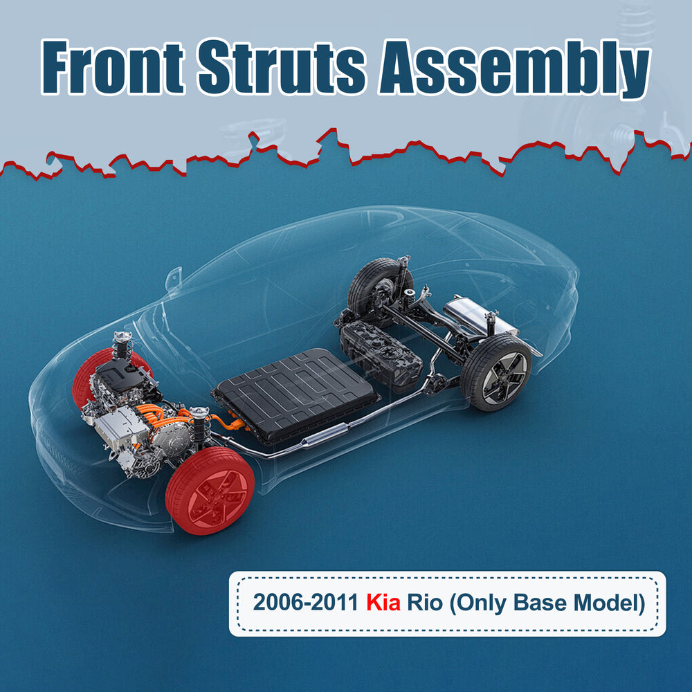 Vextone Front Strut Assembly Kit for Kia Rio Base 2006 2007 2008 2009 2010 2011  – Noise Reduction & Comfort Upgrade – Replaces OEM 372297 372298 (Pair)