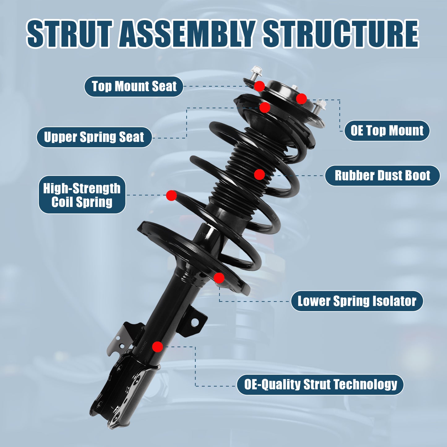 Vextone Front Strut Assembly Kit for 2007-2011 Toyota Camry 2.4L (Gas/Electric) – Noise Reduction & Comfort Upgrade – Replaces OEM 172307 172308 (Pair)