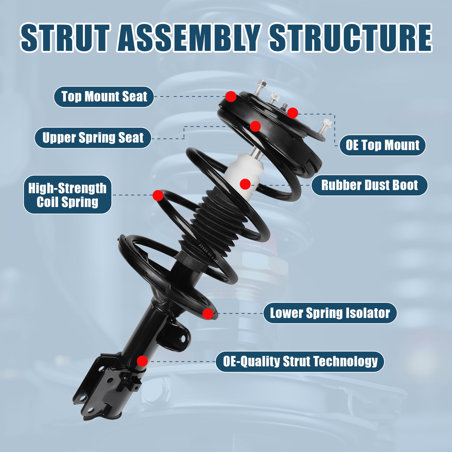 Vextone Front Strut Assembly Kit for 2007 2008 Hyundai Entourage, 2006-2014 Kia Sedona – Noise Reduction & Comfort Upgrade – Replaces OEM 172918 172917 (Pair)
