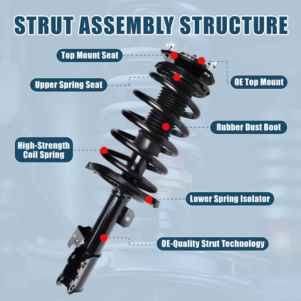 Vextone Front Strut Assembly Kit for 2007 2008 2009 2010 Toyota Sienna AWD/FWD (Only 8 Passenger Models) – Noise Reduction & Comfort Upgrade – Replaces OEM 172365 172366 (Pair)