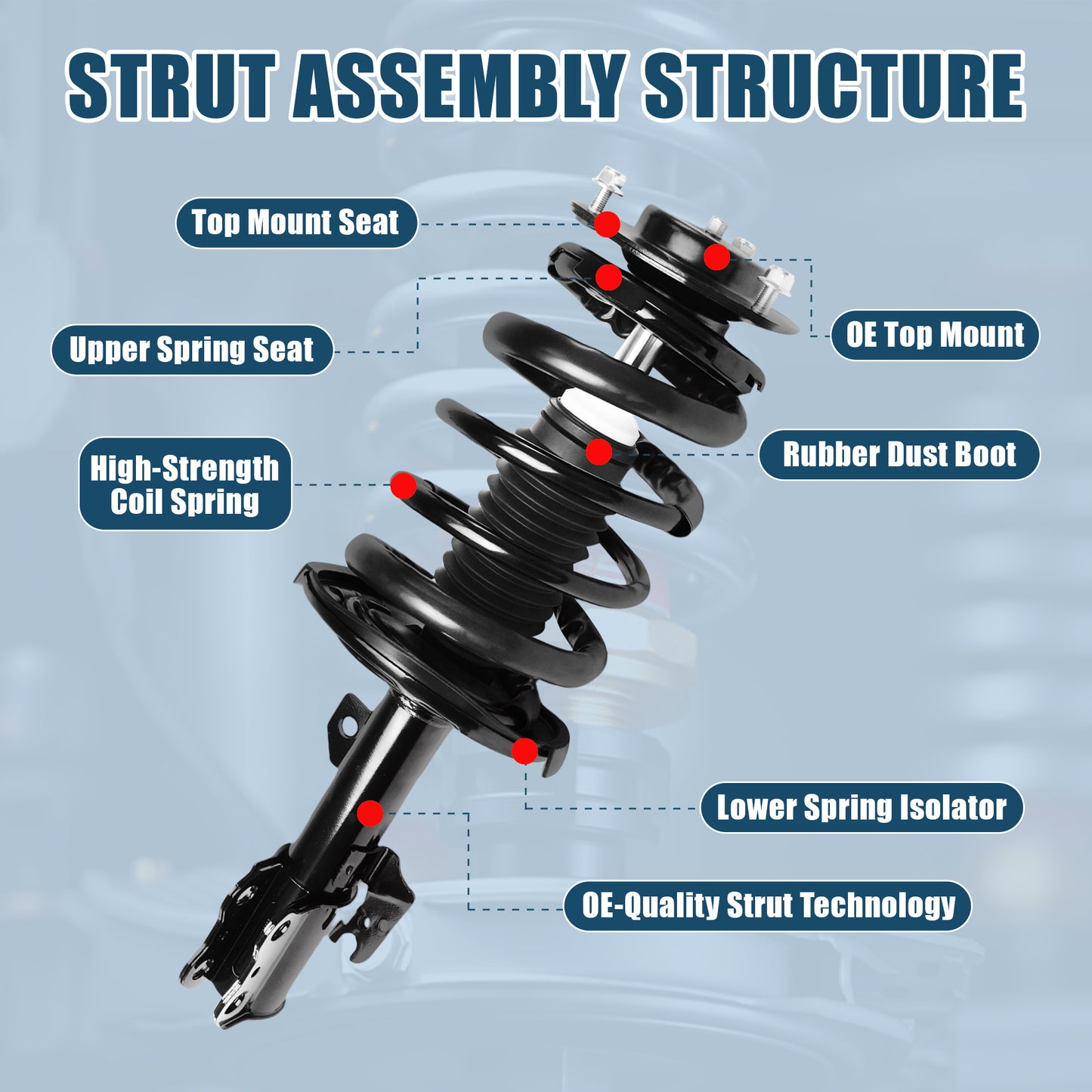 Vextone Front Strut Assembly Kit for 2007-2011 Toyota Camry 3.5L V6, 2006-2012 for Avalon, 2007-2012 for Lexus ES350 – Noise Reduction & Comfort Upgrade – Replaces OEM 272308 272307(Pair)