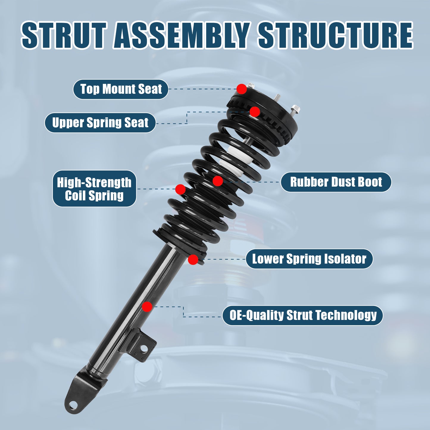 Vextone Front Strut Assembly Kit for 2006-2010 Dodge Charger RWD V6 2.7L/3.5L, 2005-2010 Chrysler 300 RWD 2.7L/3.5L – Noise Reduction & Comfort Upgrade – Replaces OEM 172248 (1PC)