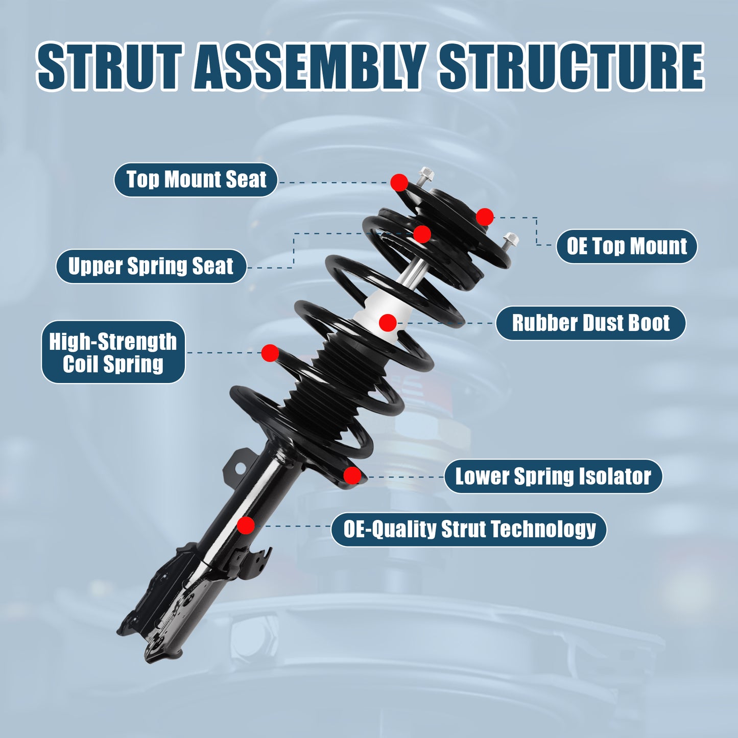 Vextone Front Strut Assembly Kit for Toyota Matrix 2003-2008 All Models – Noise Reduction & Comfort Upgrade – Replaces OEM 172116 172117 (Pair)
