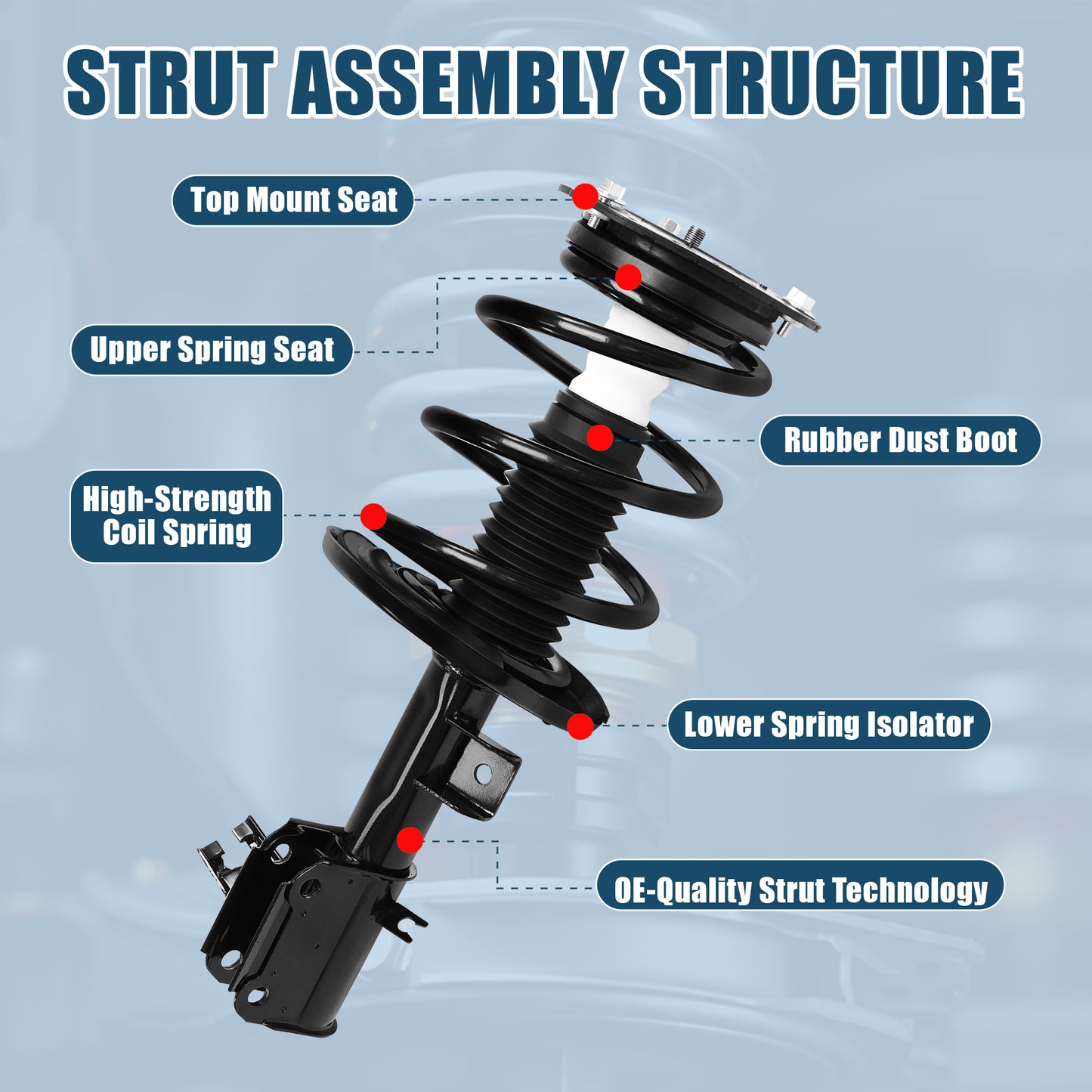 Vextone Front Strut Assembly Kit for 2009-2014 Nissan Maxima – Noise Reduction & Comfort Upgrade – Replaces OEM 172605 172604 (Pair)