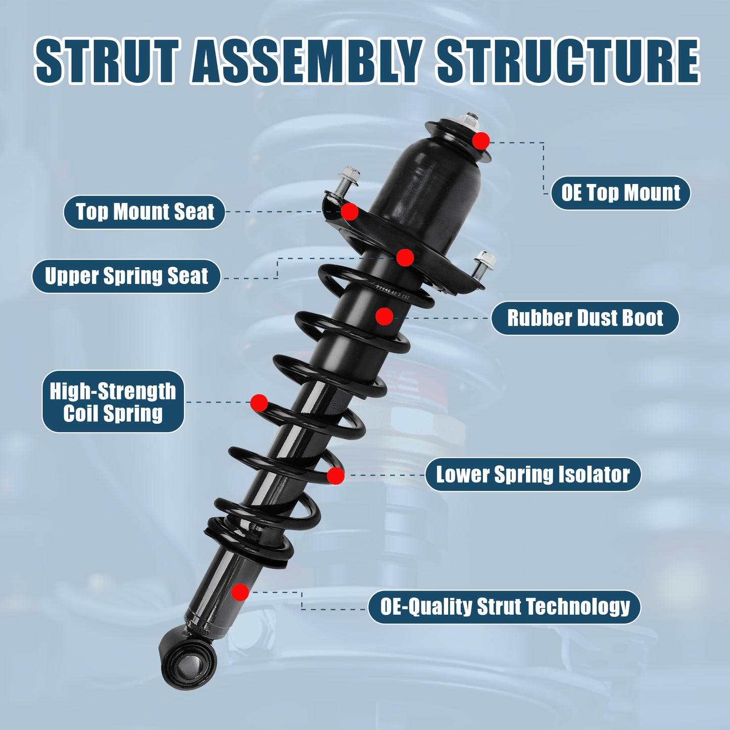 Vextone Rear Strut Assembly Kit for 2003-2008 Toyota Corolla, 2003-2008 Matrix FWD – Noise Reduction & Comfort Upgrade – Replaces OEM  171373L 171373R(Pair)