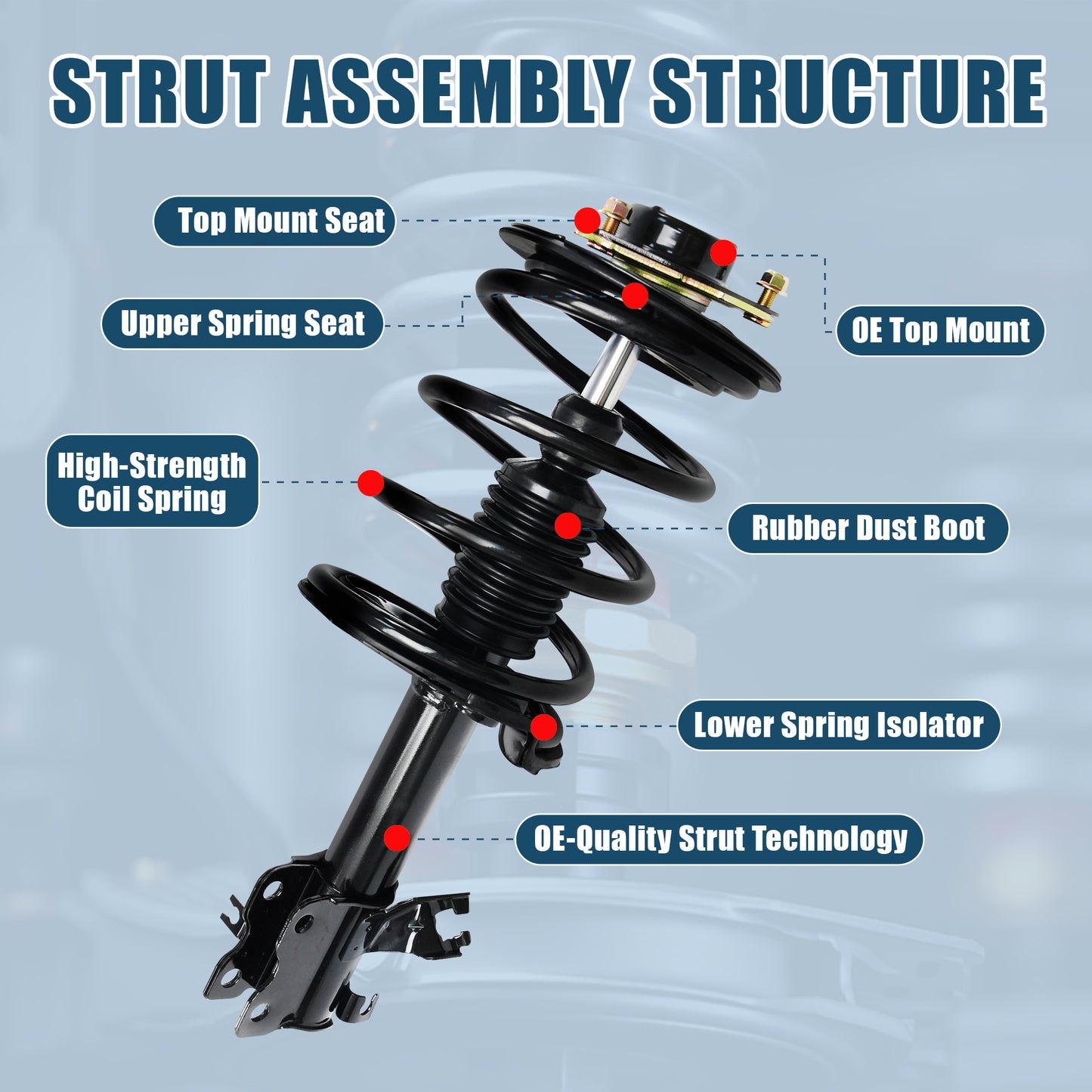 Vextone Front Strut Assembly Kit for 2002 2003 2004 2005 2006 Nissan Altima 2.5L Models Only – Noise Reduction & Comfort Upgrade – Replaces OEM 271426 271427 (Pair)